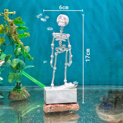 Dancing Skeleton Aquarium Ornament | Self-Balancing Floating Skeleton Decoration for Fish Tank | Unique 3D Printed Aquarium Decor | Safe for Freshwater & Saltwater Tanks | Black
