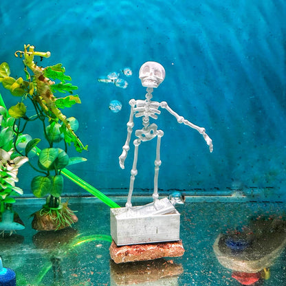 Dancing Skeleton Aquarium Ornament | Self-Balancing Floating Skeleton Decoration for Fish Tank | Unique 3D Printed Aquarium Decor | Safe for Freshwater & Saltwater Tanks | Black