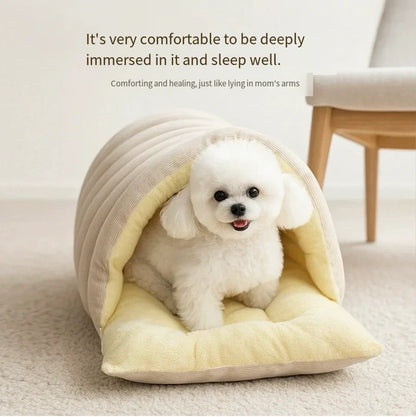 Dog sleeping cozy house