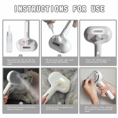 Spray pet brush for shedding