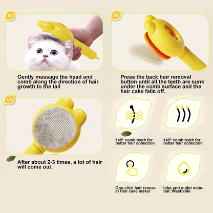 Self-Cleaning Pet Grooming Comb - Gentle Deshedding Brush for Pets