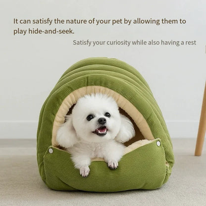 Dog sleeping cozy house