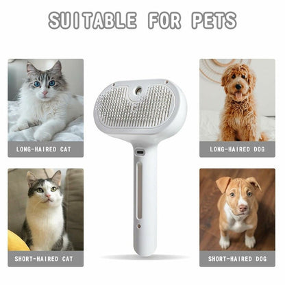 Spray pet brush for shedding